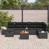 Garden Sofa Set with Cushion 8 pcs Black Poly Rattan - Side View