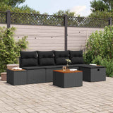 Garden Sofa Set with Cushion 6 pcs Black Poly rattan