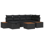 Garden Sofa Set 7 pcs Black Poly Rattan