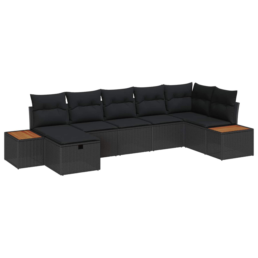 Garden Sofa Set 8 pcs Black Poly Rattan
