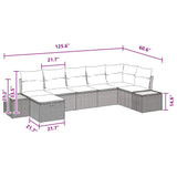 Garden Sofa Set with Cushion 7 pcs Black Poly rattan - Extra Image