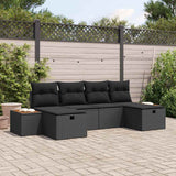 Garden Sofa Set with Cushion 6 pcs Black Poly Rattan