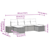 Garden Sofa Set with Cushion 6 pcs Black Poly Rattan - Extra Image