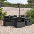 Garden Sofa Set 6 pcs Black Poly Rattan