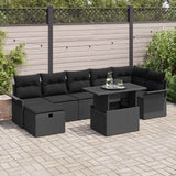 Garden Sofa Set with Cushion 8 pcs Black Poly rattan