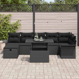 Garden Sofa Set with Cushion 8 pcs Black Poly rattan