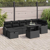Garden Sofa Set with Cushion 8 pcs Black Poly rattan