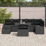 Garden Sofa Set 8 pcs Black Poly Rattan