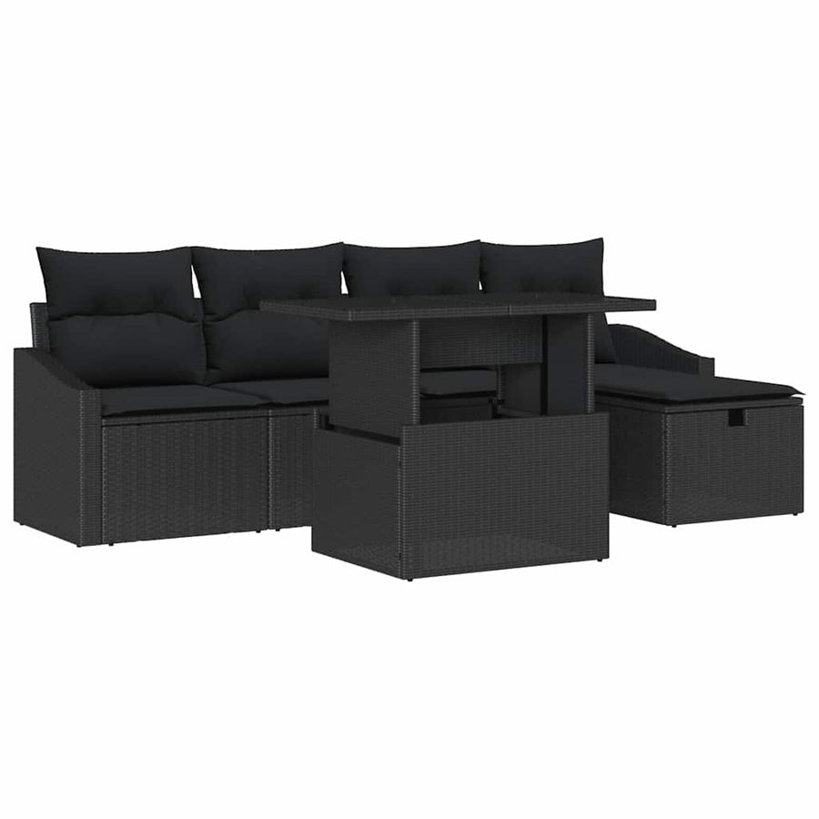 Garden Sofa Set 6 pcs Poly Rattan