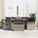 Garden Sofa Set 7 pcs Grey Poly Rattan