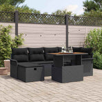 Garden Sofa Set 7 pcs Black Poly Rattan