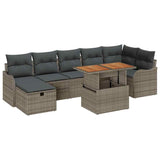 Garden Sofa Set with Cushion 8 pcs Grey Poly rattan - Front View