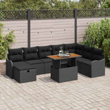 Garden Sofa Set 9 pcs Black Poly Rattan
