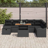 Garden Sofa Set 9 pcs Black Poly Rattan