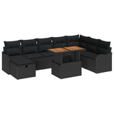 Garden Sofa Set 9 pcs Black Poly Rattan