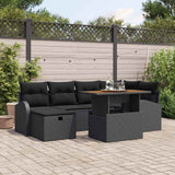 Garden Sofa Set with Cushion 7 pcs Black Poly Rattan