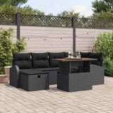 Garden Sofa Set with Cushion 7 pcs Black Poly rattan