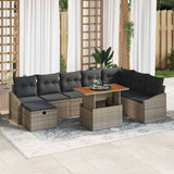 Garden Sofa Set with Cushion 9 pcs Grey Poly rattan