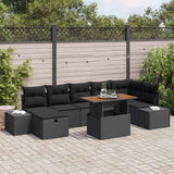 Garden Sofa Set with Cushion 8 pcs Black Poly Rattan