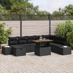 Garden Sofa Set 9 pcs Black Poly Rattan
