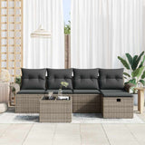 Garden Sofa Set with Cushion 6 pcs Grey Poly rattan