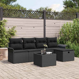 Garden Sofa Set with Cushion 6 pcs Black Poly rattan