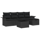 Garden Sofa Set with Cushion 6 pcs Black Poly rattan