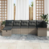 Garden Sofa Set with Cushion 7 pcs Grey Poly rattan - Side View