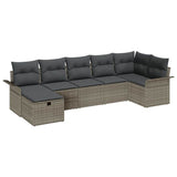 Garden Sofa Set with Cushion 7 pcs Grey Poly rattan - Front View