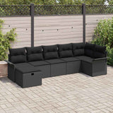 Garden Sofa Set with Cushion 7 pcs Black Poly rattan
