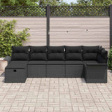 Garden Sofa Set with Cushion 7 pcs Black Poly rattan