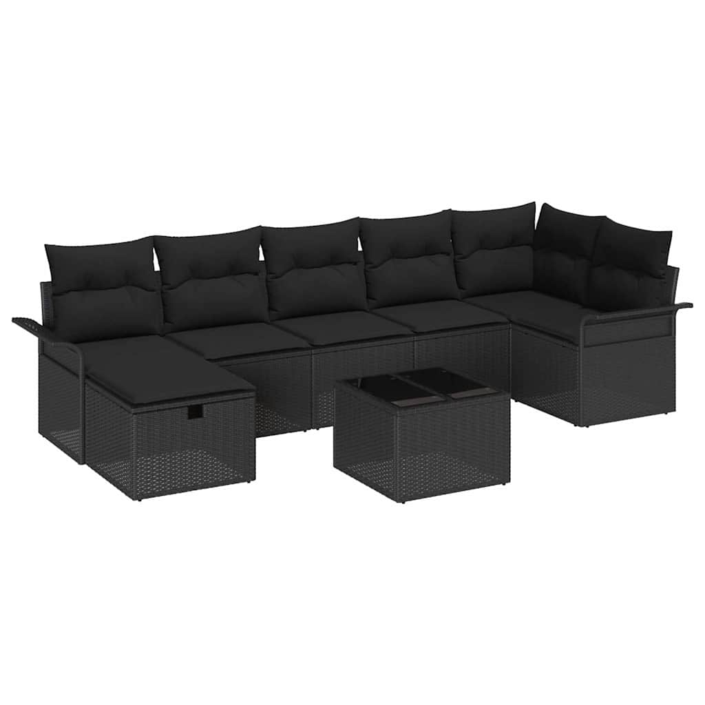 Garden Sofa Set with Cushion 8 pcs Black Poly rattan