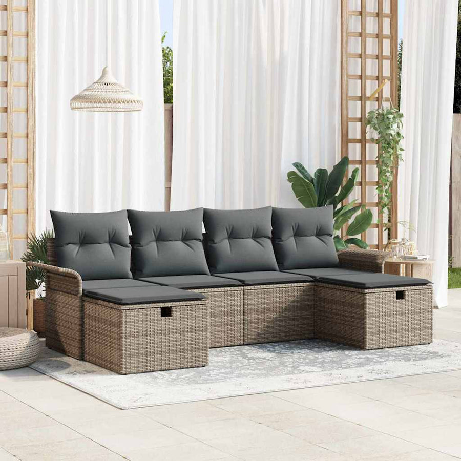 Garden Sofa Set 6 pcs Poly rattan
