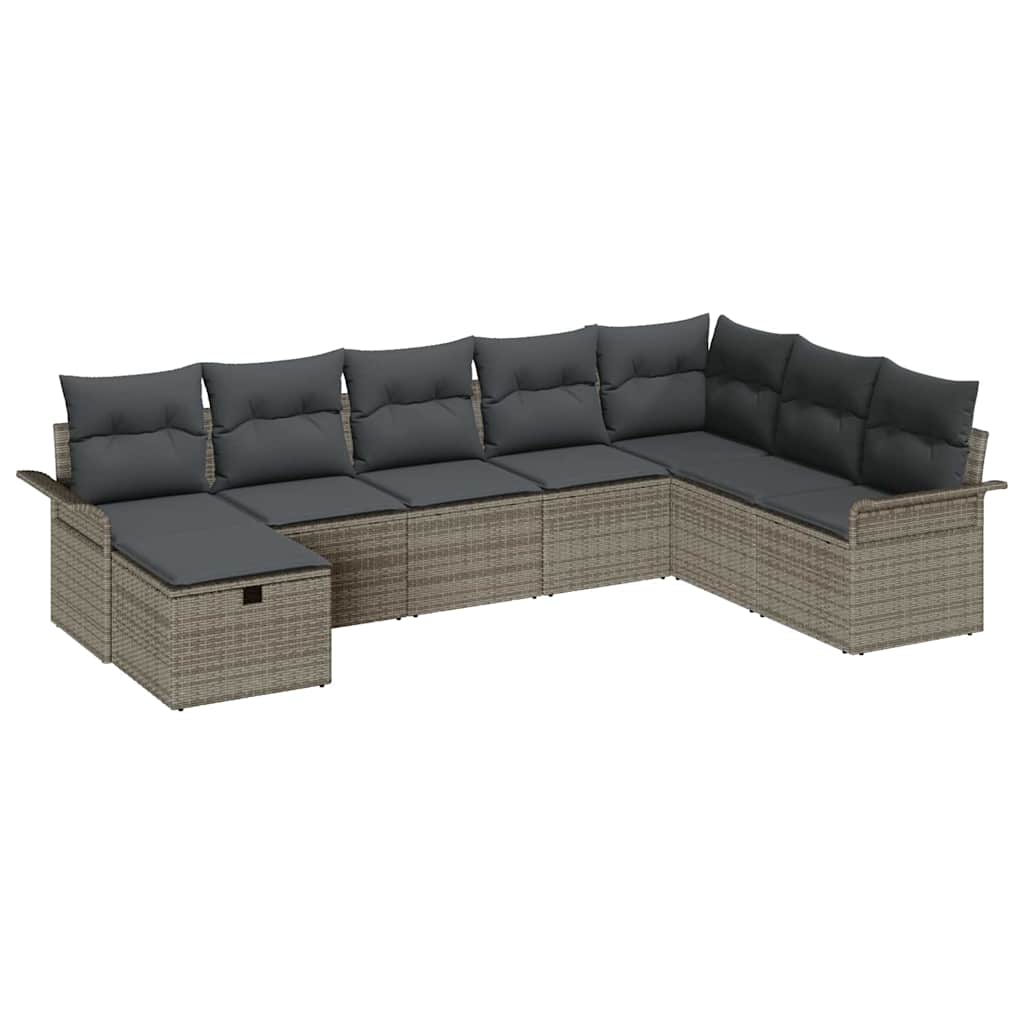 Garden Sofa Set with Cushion 8 pcs Grey Poly rattan
