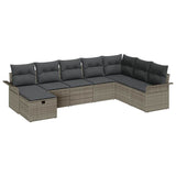 Garden Sofa Set with Cushion 8 pcs Grey Poly rattan - Front View