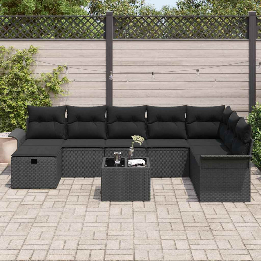 Garden Sofa Set 9 pcs Poly rattan