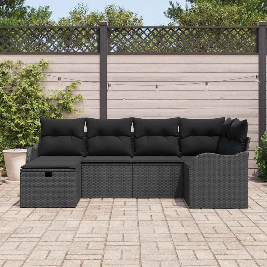 Garden Sofa Set 6 pcs Poly rattan