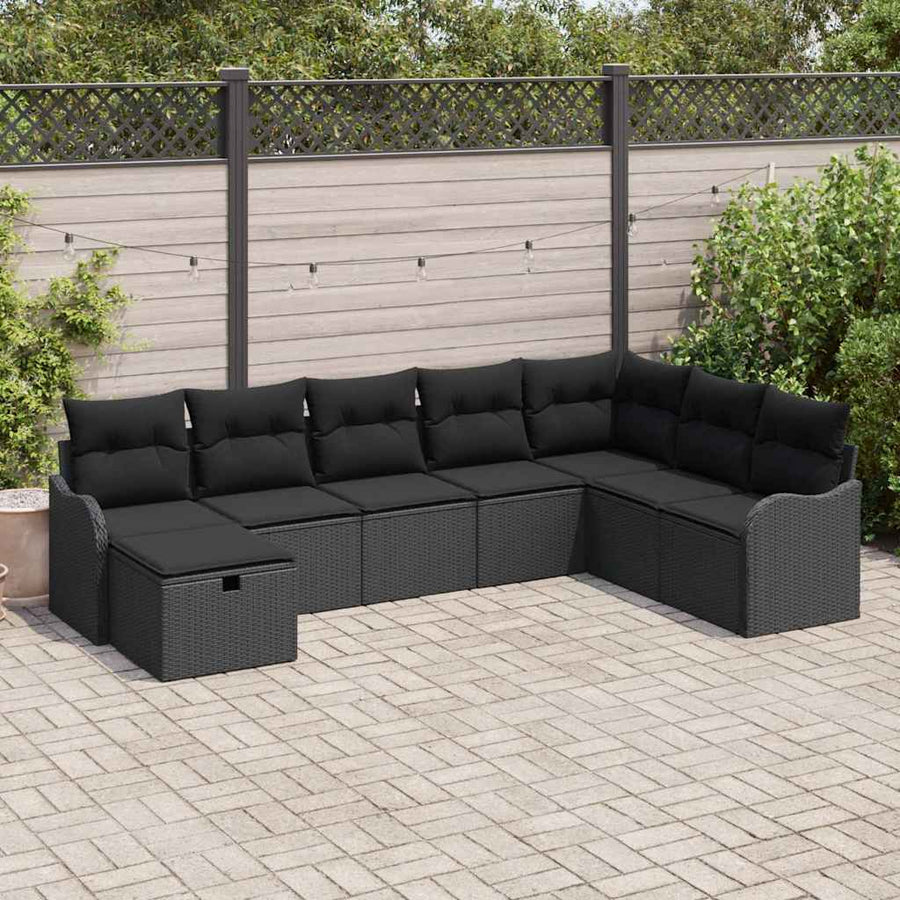 Garden Sofa Set 8 pcs Black Poly Rattan