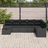 Garden Sofa Set with Cushion 8 pcs Black Poly rattan - Side View