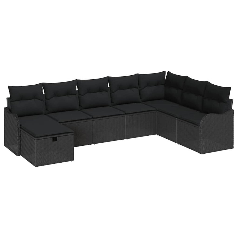Garden Sofa Set 8 pcs Black Poly Rattan