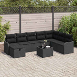 Garden Sofa Set with Cushion 9 pcs Black Poly rattan