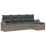 Garden Sofa Set with Cushion 5 pcs Grey Poly rattan - Front View