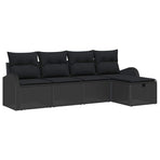 Garden Sofa Set 5 pcs Black Poly Rattan