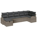 Garden Sofa Set with Cushion 7 pcs Grey Poly Rattan