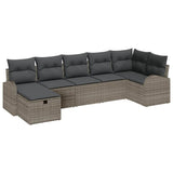 Garden Sofa Set with Cushion 7 pcs Grey Poly rattan - Front View