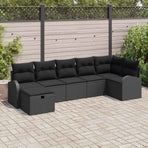 Garden Sofa Set 7 pcs Black Poly Rattan