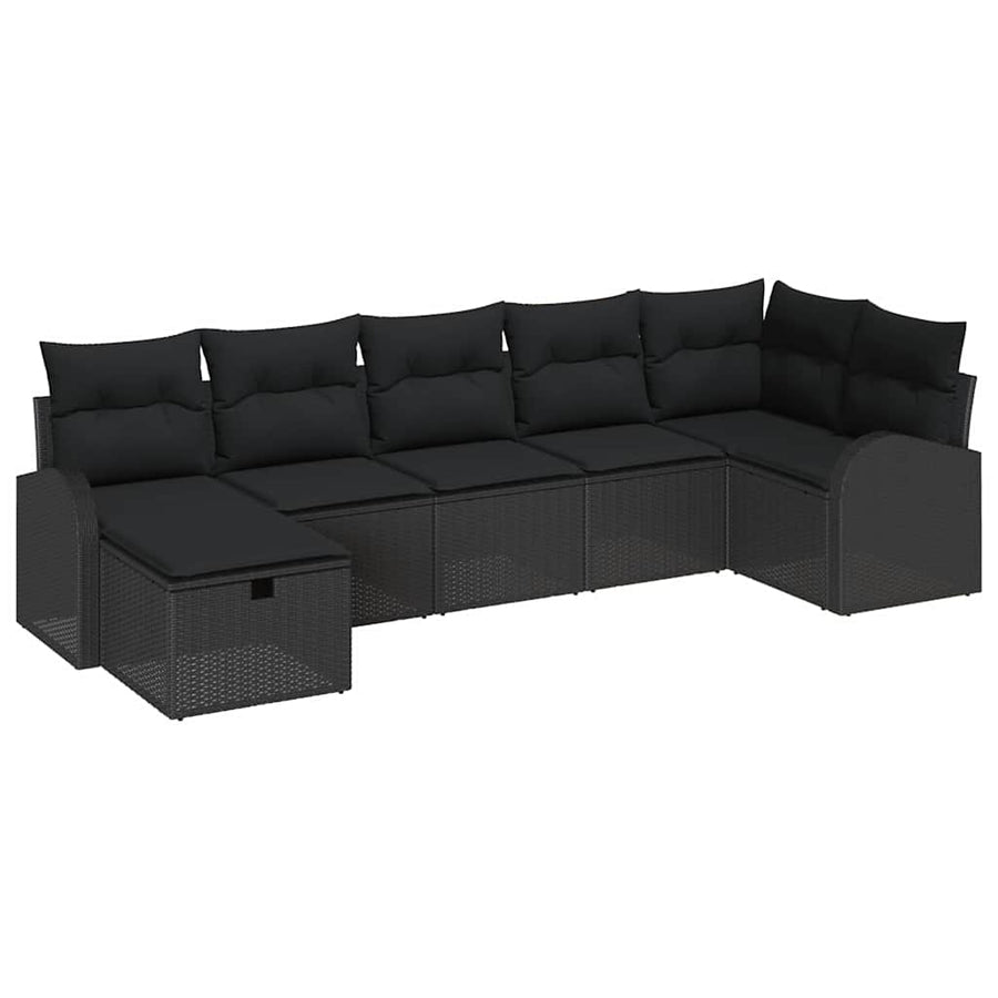 Garden Sofa Set 7 pcs Black Poly Rattan