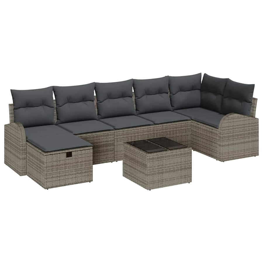 Garden Sofa Set 8 pcs Grey Poly Rattan