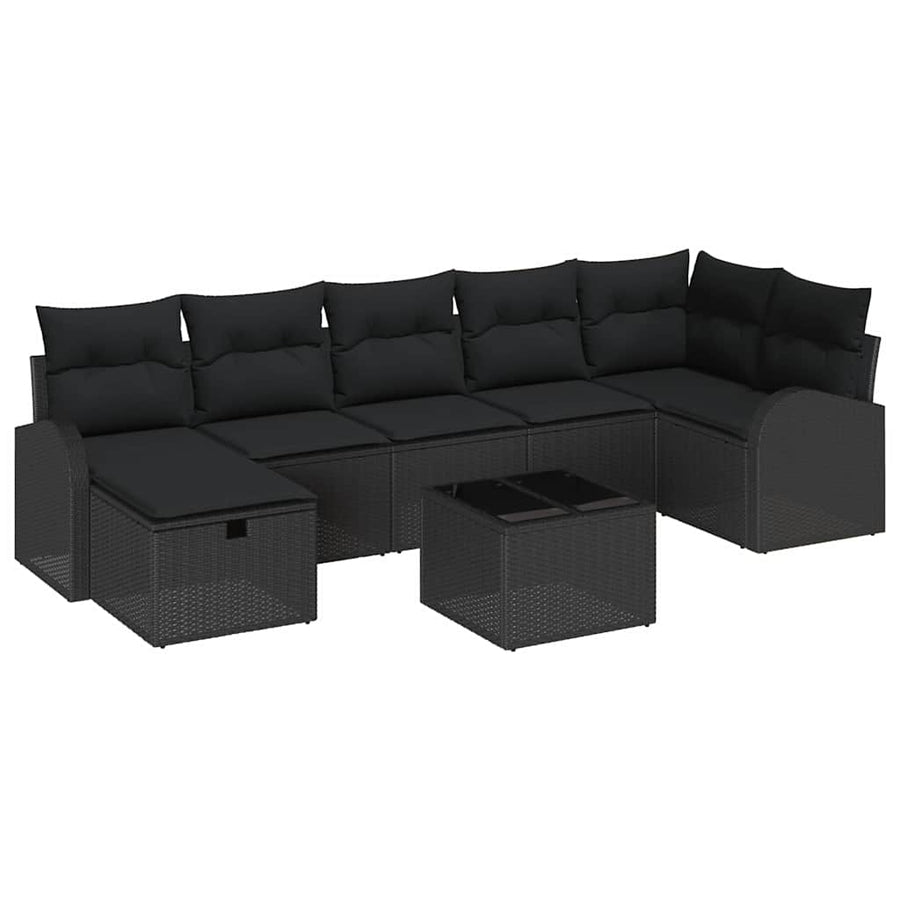 Garden Sofa Set 8 pcs Black Poly Rattan