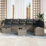Garden Sofa Set 9 pcs Grey Poly Rattan